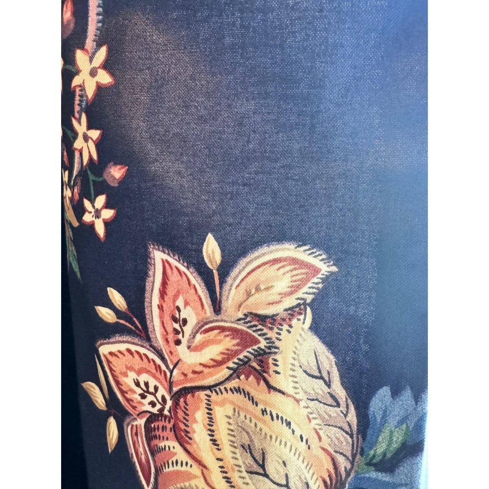 Vintage Navy Blue Floral Chintz 9 Piece‎ Curtain & Balloon Valance Set Lined 80s - Picture 9 of 12